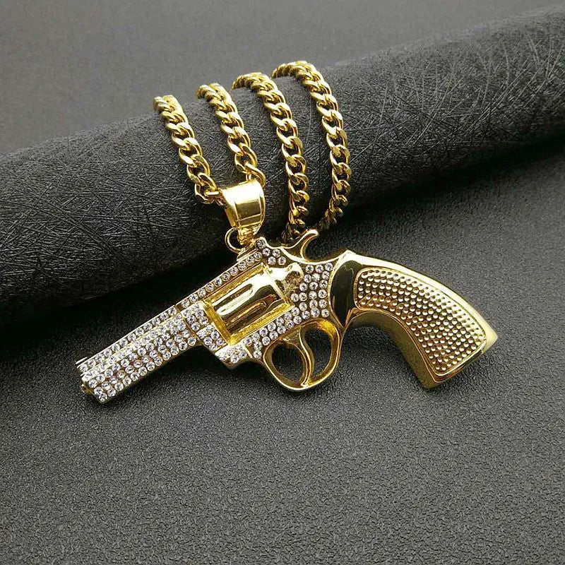 Peris Gems  Micro Paved Diamond Revolver Gun necklace for Men SHEIN Amazon Temu