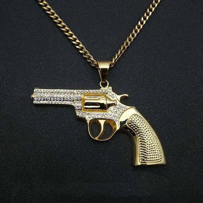 Peris Gems  Micro Paved Diamond Revolver Gun necklace for Men SHEIN Amazon Temu