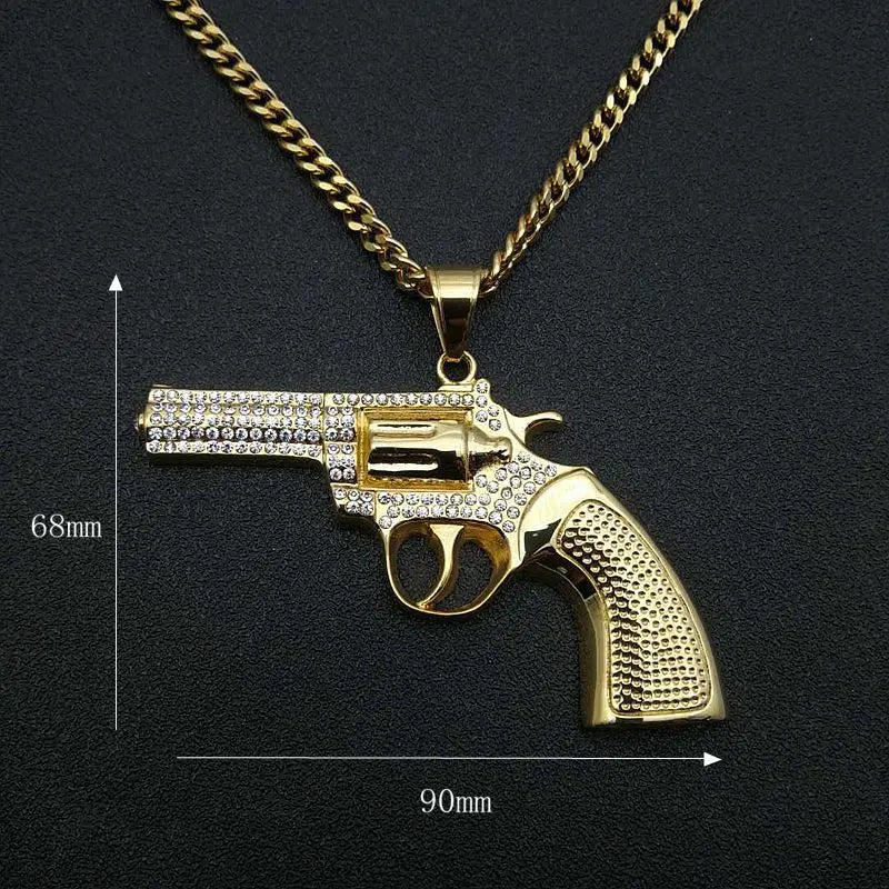 Peris Gems  Micro Paved Diamond Revolver Gun necklace for Men SHEIN Amazon Temu