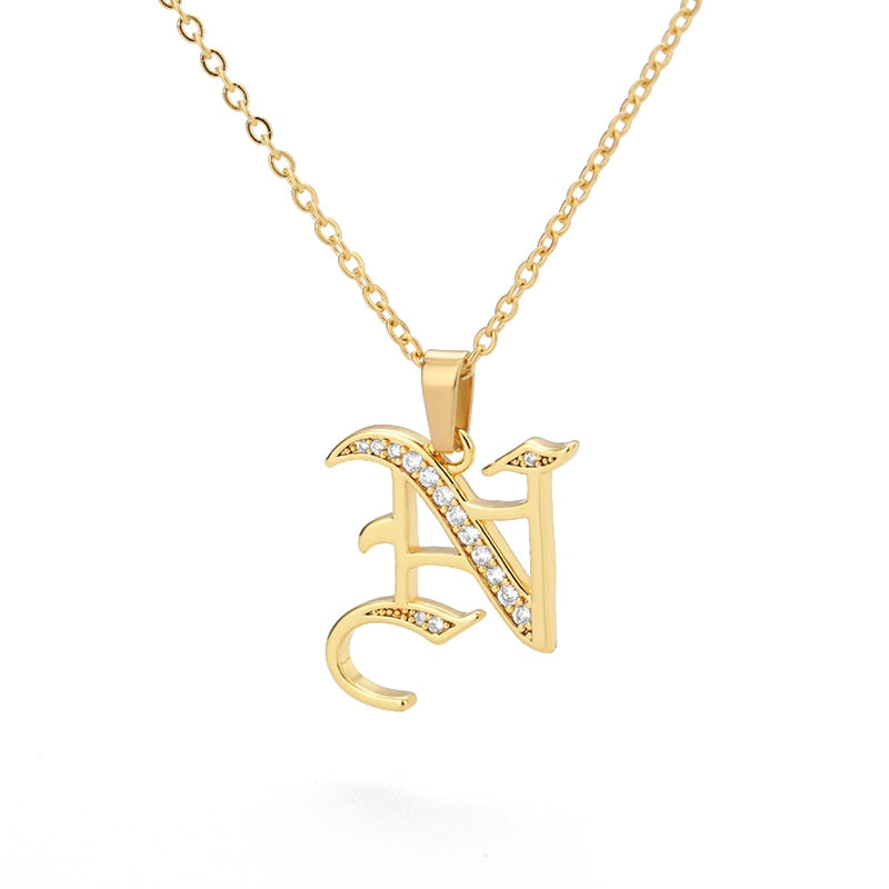 Peris Gems  N Capital Initial Letter Necklace Stainless Unisex | Gold Chain Capital Initial Letter Necklace Stainless Unisex |Gold Chain SHEIN Amazon Temu