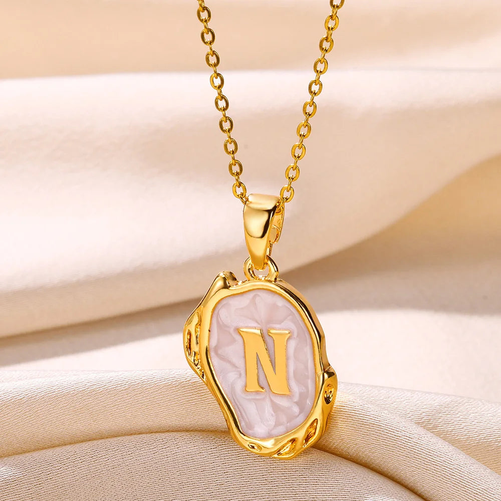 Peris Gems N / Gold / CHINA Y2K 26 Letter Pendant Necklaces for Women Alphabet A-Z Initials Sweet Cool Girl Punk Necklace Aesthetic Stainless Steels Jewelry SHEIN Amazon Temu