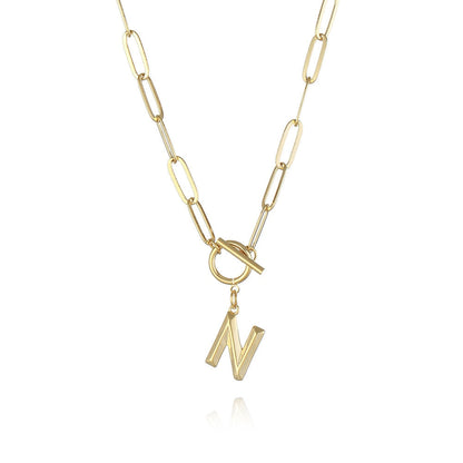 Peris Gems  N / Gold Clasp Initial Letter Necklaces - Paperclip Necklace with Initial Pendant SHEIN Amazon Temu