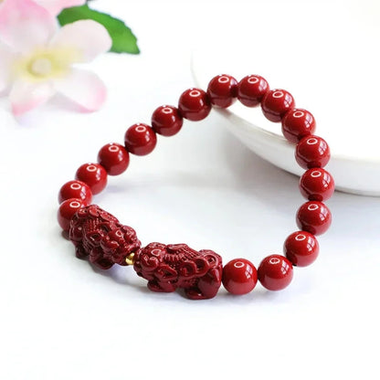 Peris Gems Natural Cinnabar Bracelet Purple Gold Sand Double Brave Meditation Bead Bracelet Jewelry Men&