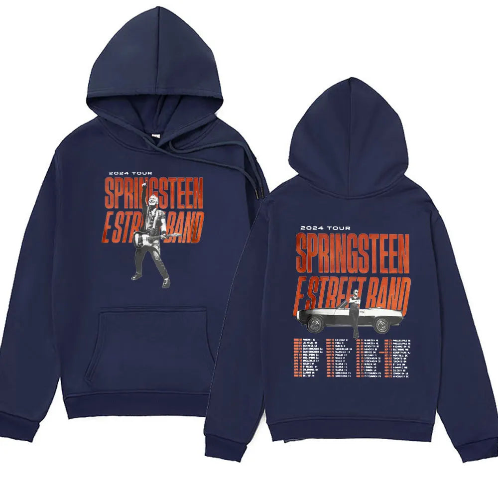 Peris Gems Navy blue / M Rapper Bruce Springsteen and E Street Band 2024 Tour Hoodie Men Fall Winter Long Sleeve Sweatshirts Unisex Y2k Streetwear Hoody SHEIN Amazon Temu