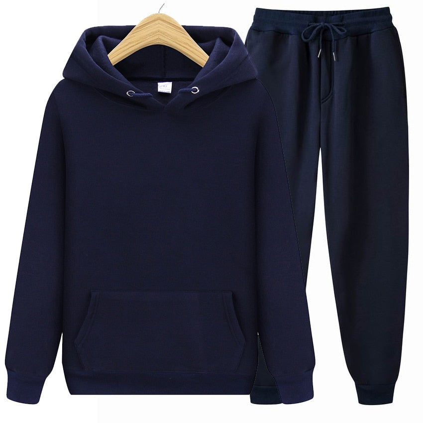 Peris Gems  Navy Blue / S Casual Autumn Hoodie and Sweatpants Tracksuit Set Unisex SHEIN Amazon Temu