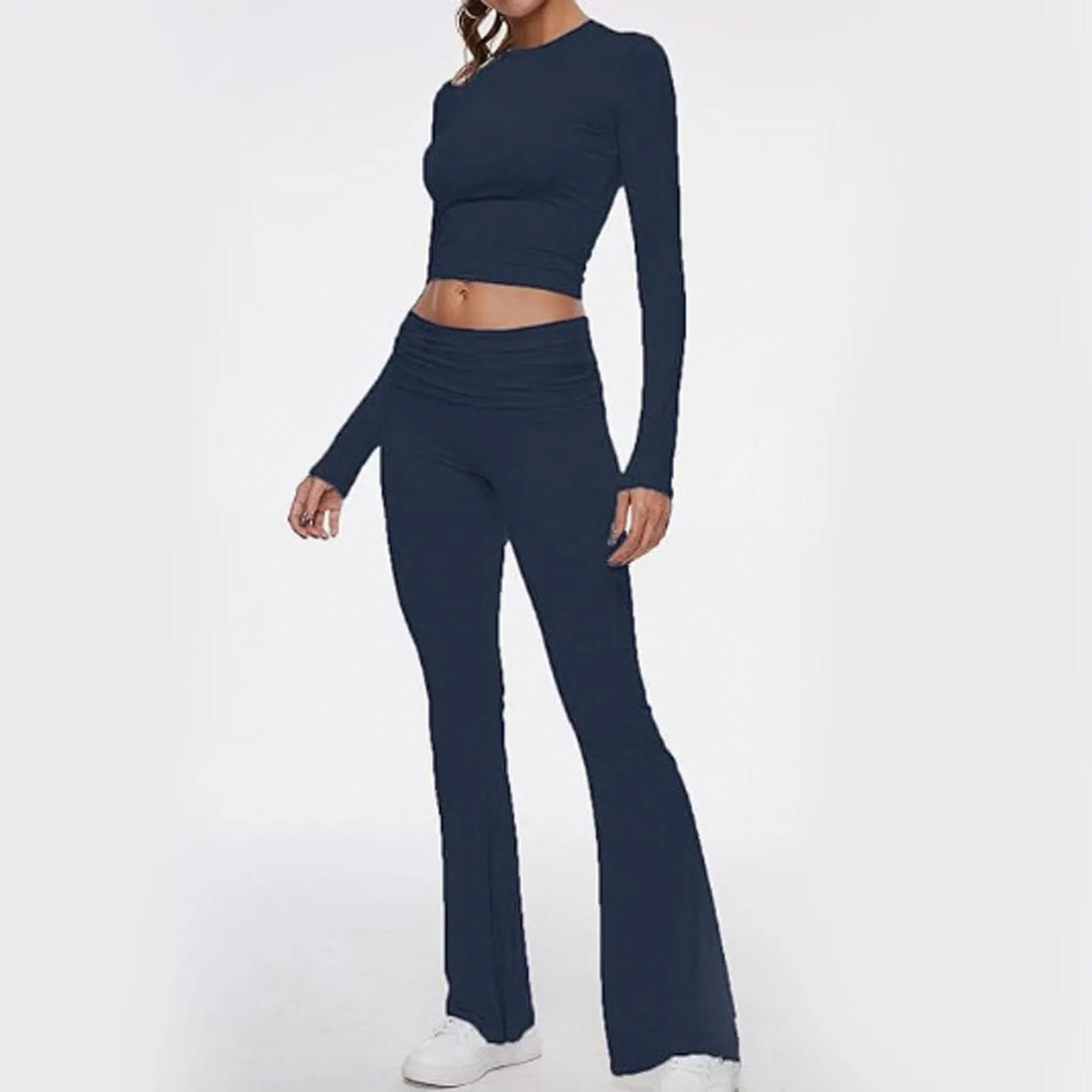 Peris Gems Navy / XS / CN Women Low Rise Flare Pants Foldover Bell Bottom Workout Lounge Y2k Bootcut Leggings Casual Sports Yoga Pants Solid Sweatpants Women Low Rise Flare Pants Foldover Bell Bottom Workout Lounge Y2k Bootcut Leggings Casual Sports Yoga Pants Solid Sweatpants SHEIN Amazon Temu