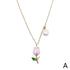 Peris Gems  Necklace Style A Elegant Enamel Pink Tulip Flower Pendant Necklace for Women SHEIN Amazon Temu