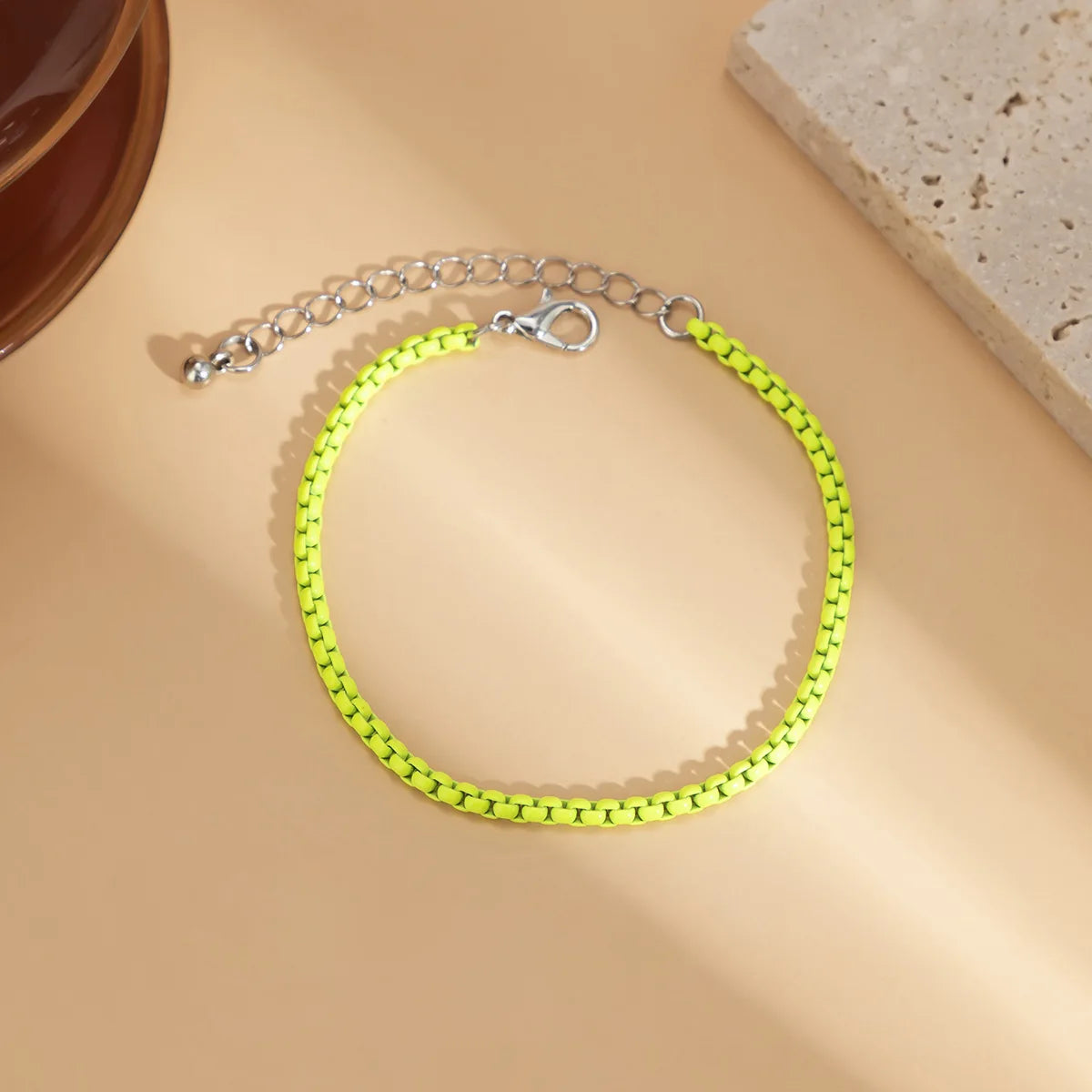 Peris Gems neon yellow bracelet / CHINA Unique Adjustable Iron Chain Anklet Bracelet for Women Summer Beach Thin Chain Ankle Barefoot Y2K Female Foot Jewelry Kpop Anime SHEIN Amazon Temu