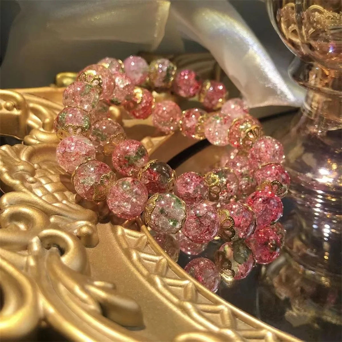 Peris Gems New Fashion Y2K Sweet Cherry Blossom Bracelet For Women Exquisite Elegant Flower Crystal Beaded Bracelet Girl Party Jewelry Gift SHEIN Amazon Temu