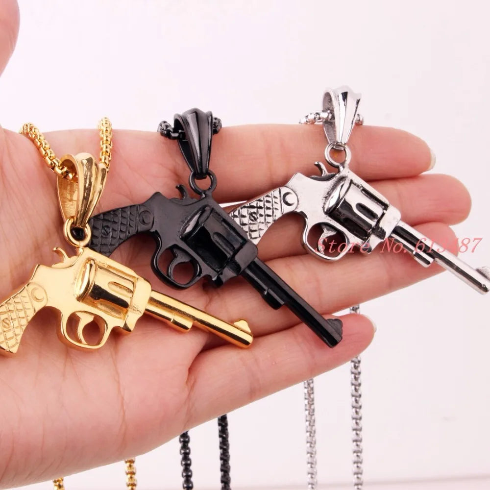 Peris Gems  Old School Style Revolver Gun Necklace Unisex SHEIN Amazon Temu