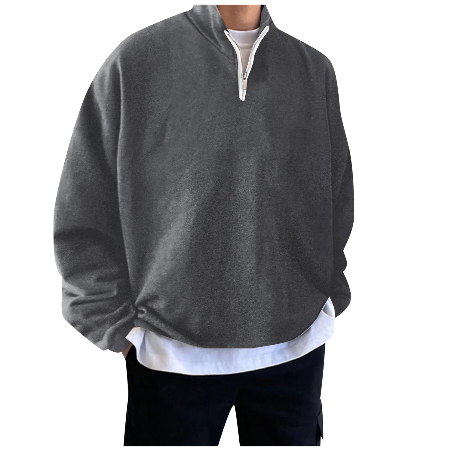 Peris Gems Oversized Hoodie Stand-Up Collar Hooded Sweater Men&