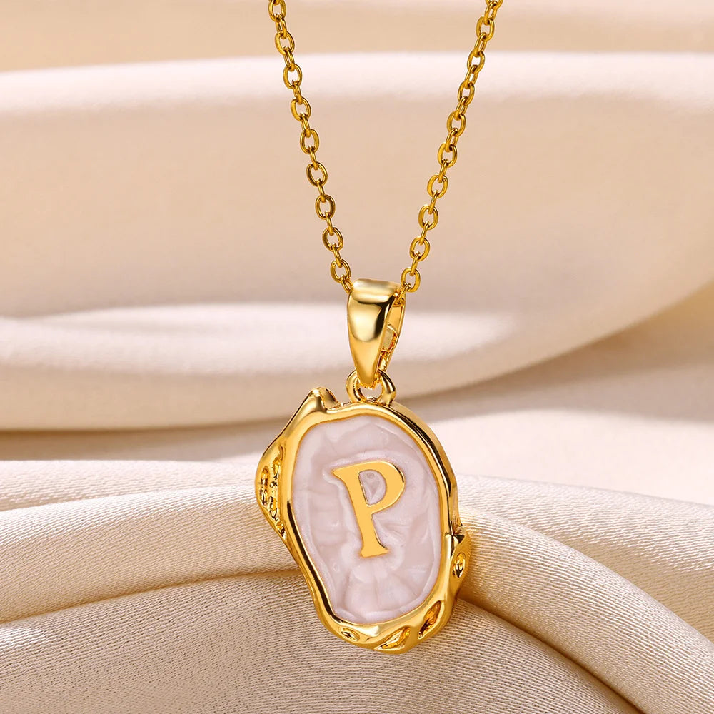 Peris Gems P / Gold / CHINA Y2K 26 Letter Pendant Necklaces for Women Alphabet A-Z Initials Sweet Cool Girl Punk Necklace Aesthetic Stainless Steels Jewelry SHEIN Amazon Temu