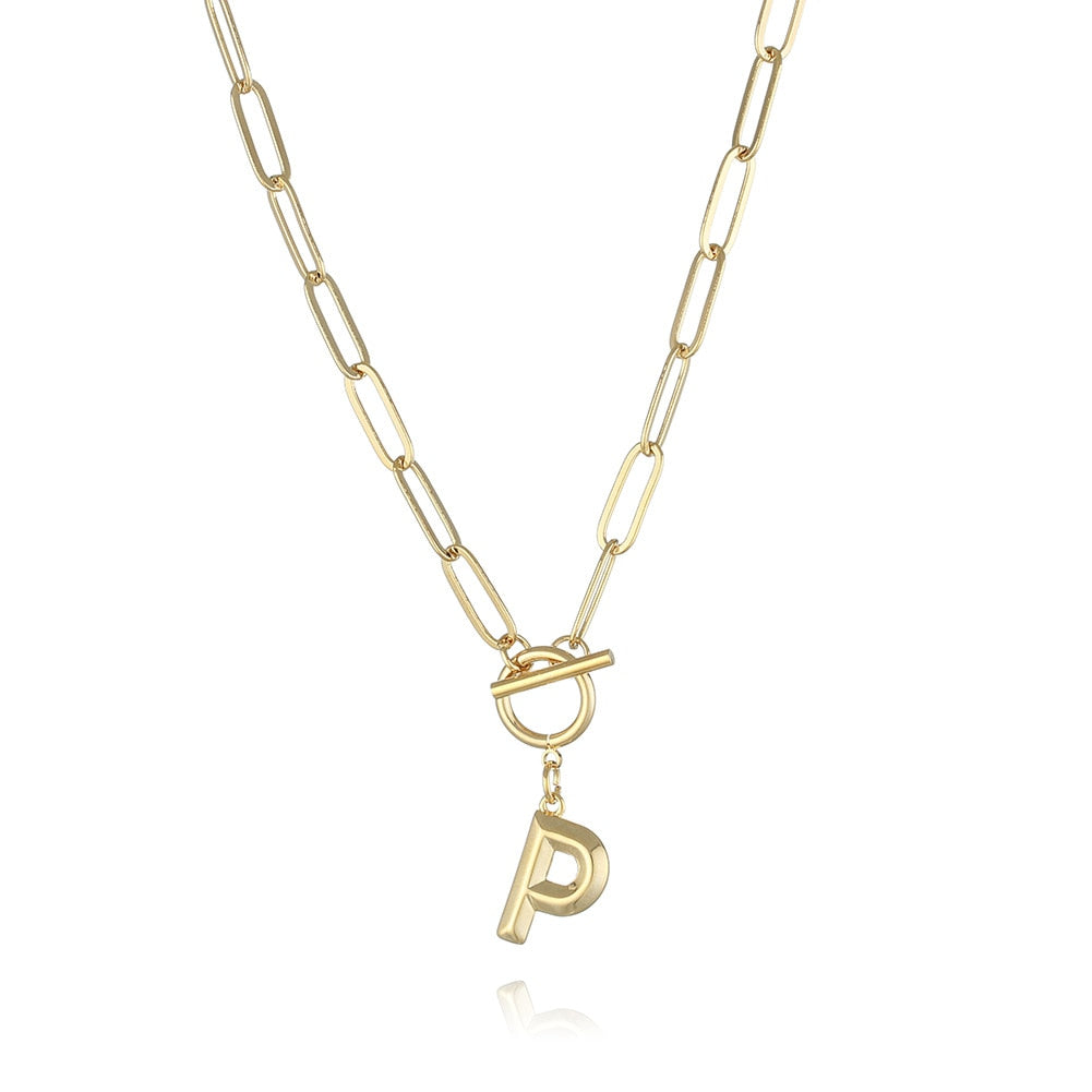 Peris Gems  P / Gold Clasp Initial Letter Necklaces - Paperclip Necklace with Initial Pendant SHEIN Amazon Temu