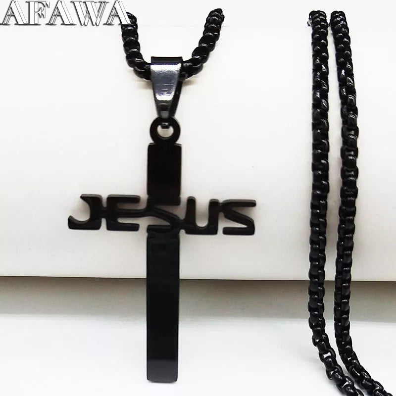 Peris Gems  Piano Black Jesus Cross Necklaces for Men SHEIN Amazon Temu