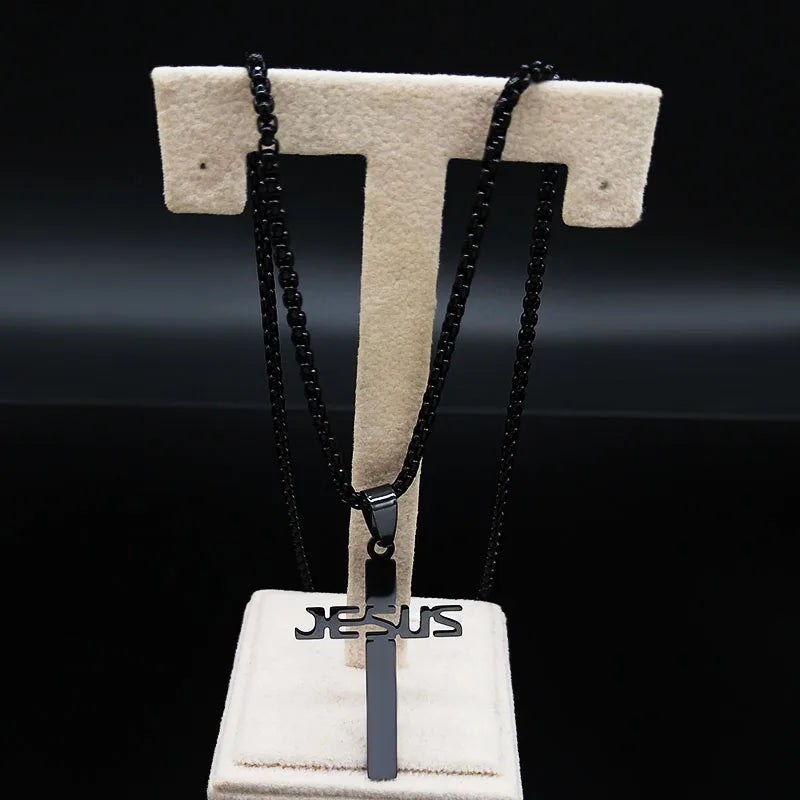 Peris Gems  Piano Black Jesus Cross Necklaces for Men SHEIN Amazon Temu