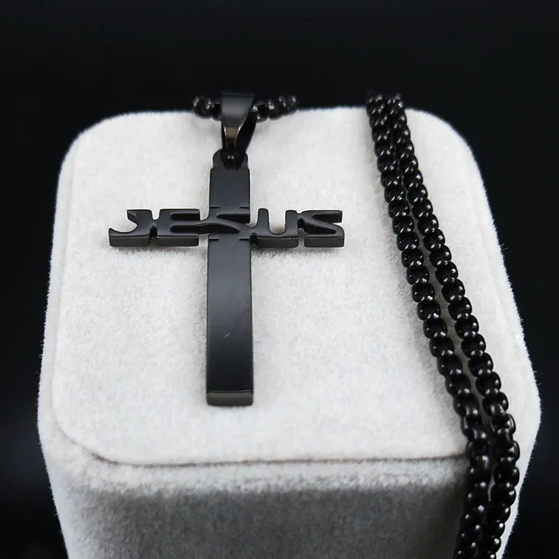 Peris Gems  Piano Black Jesus Cross Necklaces for Men SHEIN Amazon Temu