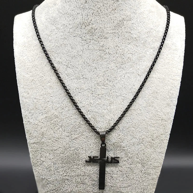 Peris Gems  Piano Black Jesus Cross Necklaces for Men SHEIN Amazon Temu