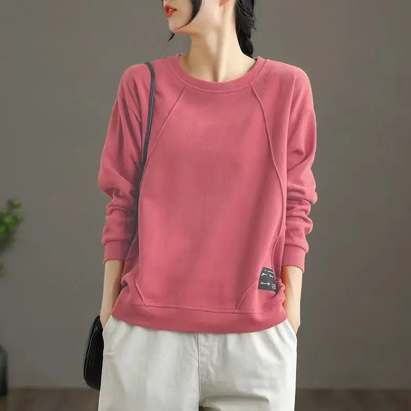 Peris Gems Pink / 2XL(65-70kg) Casual Women New Clothing Loose Long Sleeve Spring Autumn Fashion Sweatshirts Solid Korean O-Neck Pullovers Versatile Trend Top Casual Women New Clothing Loose Long Sleeve Spring Autumn Fashion Sweatshirts Solid Korean O-Neck Pullovers Versatile Trend Top SHEIN Amazon Temu