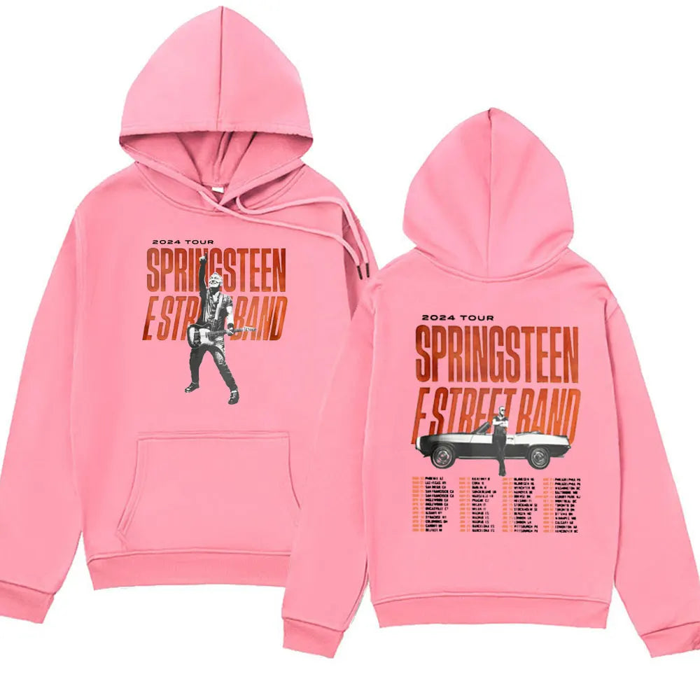 Peris Gems Pink / M Rapper Bruce Springsteen and E Street Band 2024 Tour Hoodie Men Fall Winter Long Sleeve Sweatshirts Unisex Y2k Streetwear Hoody SHEIN Amazon Temu