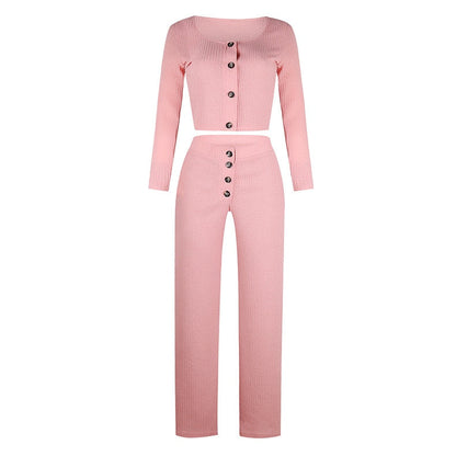 Peris Gems  Pink / S Ribbed 2pc Crop Top and Pants Set for Women | Casual Outfits SHEIN Amazon Temu