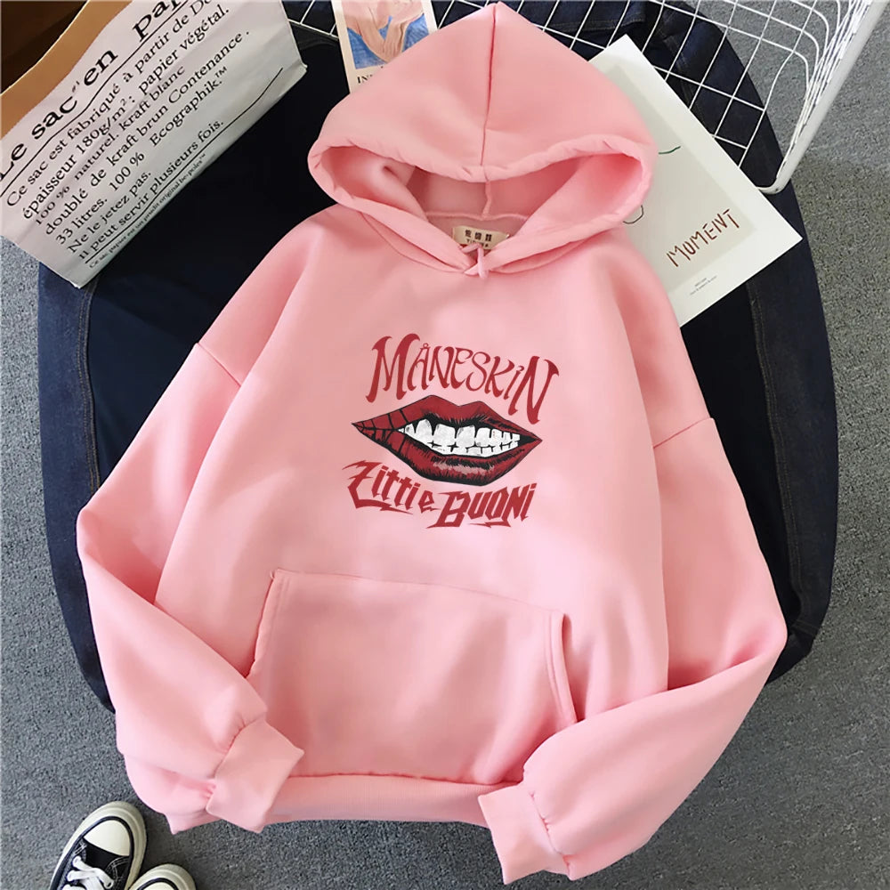 Peris Gems pink / XXXL Maneskin Hoodies Sweatshirt Italian singer Hoodie Harajuku Men Thin Sweatshirt Streetwear Casual Women Oversized Pullovers SHEIN Amazon Temu