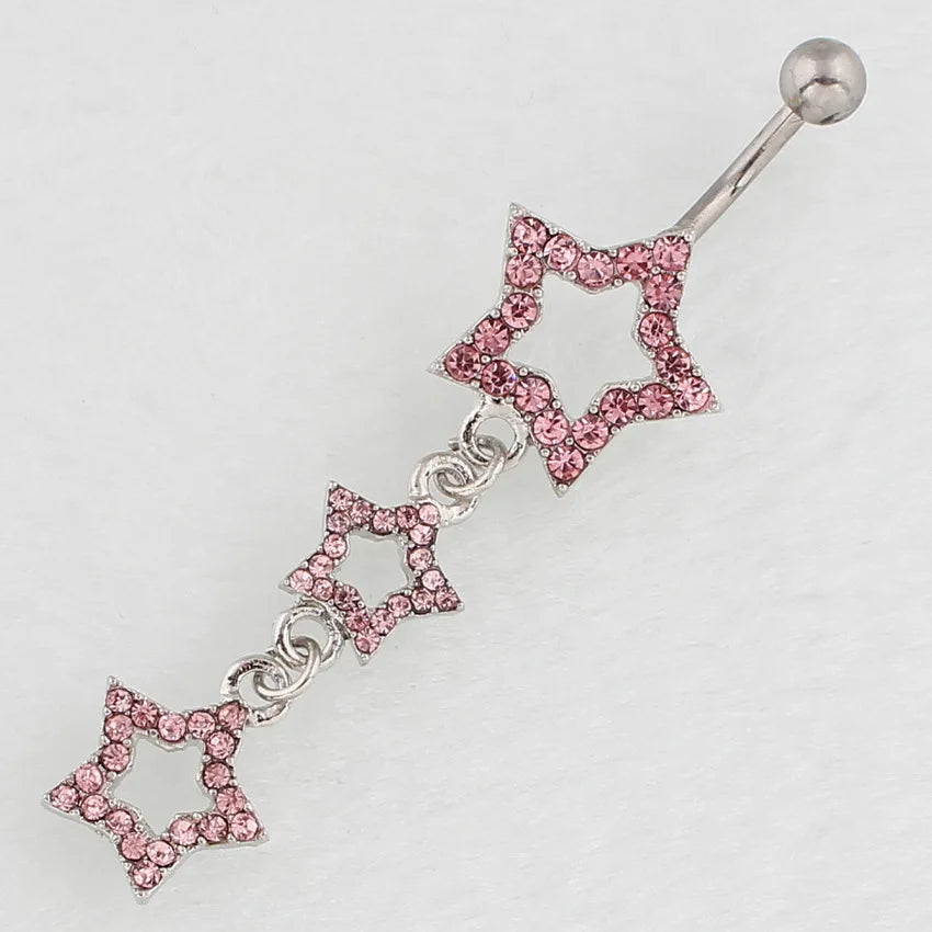 Peris Gems pink Y2K Crystal Star Belly Button Rings for Women Egirl Korean Fashion Body Piercing Navel Piercing Sexy Accessories Body Jewelry SHEIN Amazon Temu