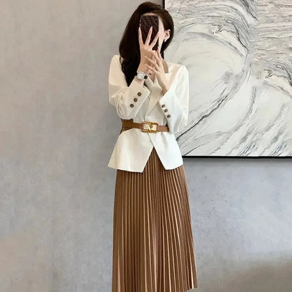 Peris Gems Pleated Skirt 2 Pieces Sets for Women Office Woman Outfit Midi Suits Jacket Y2k Streetwear Summer Clothes 2024 Stylish Korea Pleated Skirt 2 Pieces Sets for Women Office Woman Outfit Midi Suits Jacket Y2k Streetwear Summer Clothes 2024 Stylish Korea SHEIN Amazon Temu