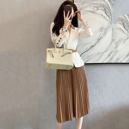 Peris Gems Pleated Skirt 2 Pieces Sets for Women Office Woman Outfit Midi Suits Jacket Y2k Streetwear Summer Clothes 2024 Stylish Korea Pleated Skirt 2 Pieces Sets for Women Office Woman Outfit Midi Suits Jacket Y2k Streetwear Summer Clothes 2024 Stylish Korea SHEIN Amazon Temu