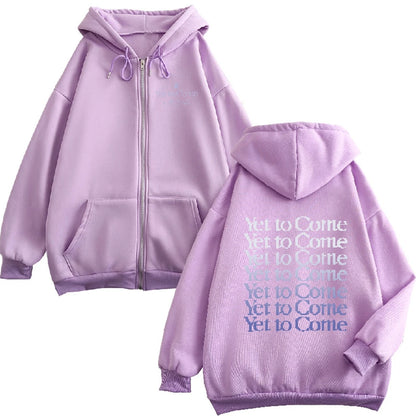 Peris Gems Purple cotton / XS Yet to Come Letter Women/Man Zip Hooded Purple Goth Couple Hip Hop Street Casual Kpop Hoodie Oversize Graphic Sweatshirt Female SHEIN Amazon Temu