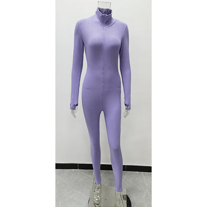 Peris Gems  purple long / XS Ribbed Turtleneck One Piece Jumpsuit for Women SHEIN Amazon Temu