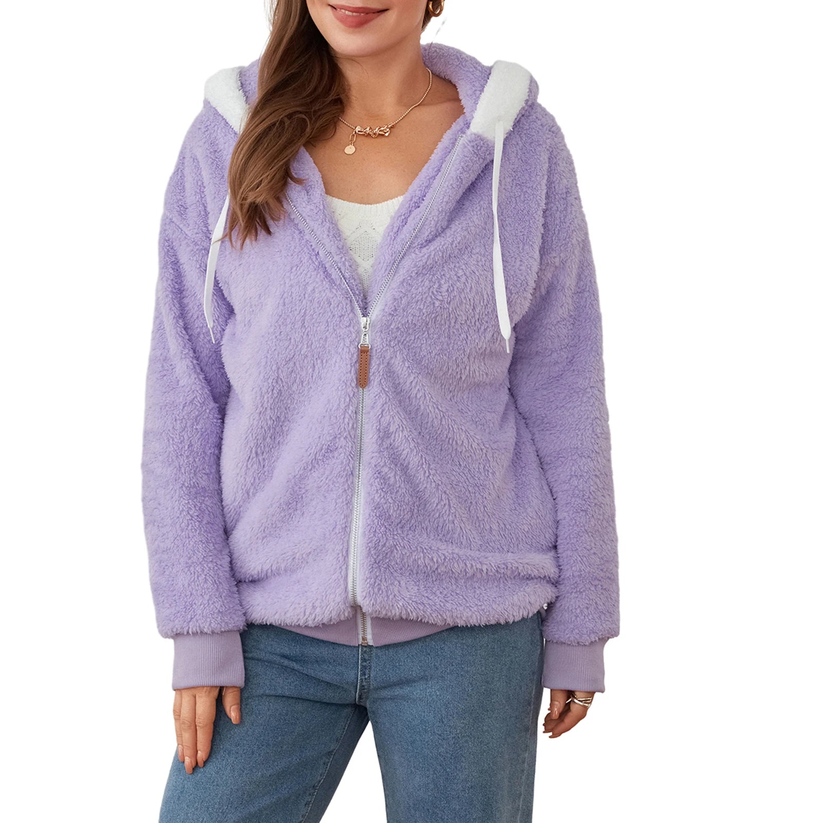 Peris Gems PURPLE / XL Edhomenn Women s Zip Up Hoodies Oversized Drawstring Sweatshirts Casual Fall Jacket With Pockets Y2k Basic Winter Tops SHEIN Amazon Temu