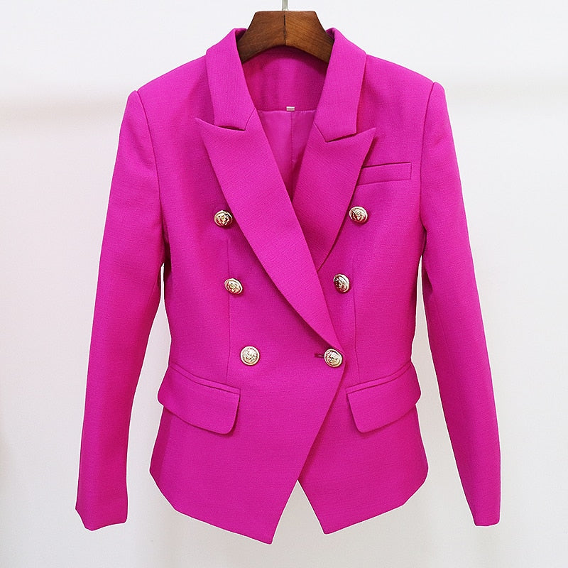 Peris Gems  Purple / XL Slim Fitting Textured Blazer Jacket for Women | Lion Button Suit jacket Slim Fitting Textured Blazer Jacket for Women | Lion Button SHEIN Amazon Temu