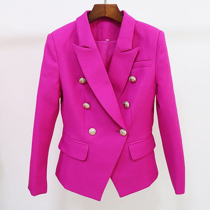 Peris Gems  Purple / XL Slim Fitting Textured Blazer Jacket for Women | Lion Button Suit jacket Slim Fitting Textured Blazer Jacket for Women | Lion Button SHEIN Amazon Temu