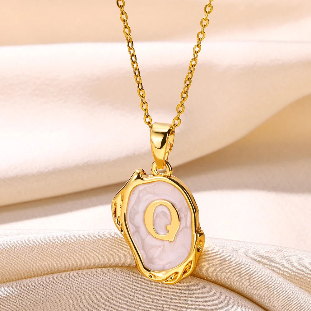 Peris Gems Q / Gold / CHINA Y2K 26 Letter Pendant Necklaces for Women Alphabet A-Z Initials Sweet Cool Girl Punk Necklace Aesthetic Stainless Steels Jewelry SHEIN Amazon Temu