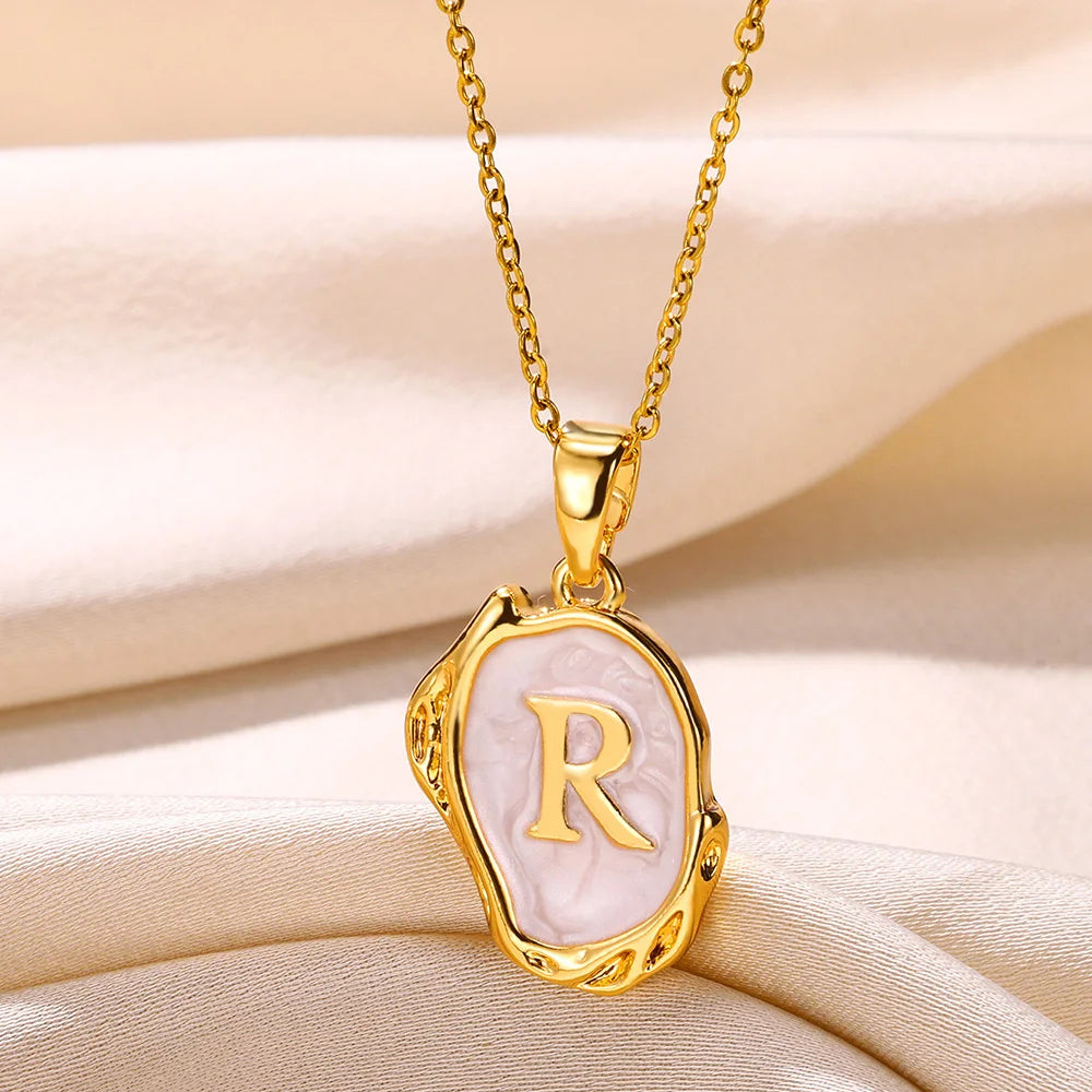 Peris Gems R / Gold / CHINA Y2K 26 Letter Pendant Necklaces for Women Alphabet A-Z Initials Sweet Cool Girl Punk Necklace Aesthetic Stainless Steels Jewelry SHEIN Amazon Temu