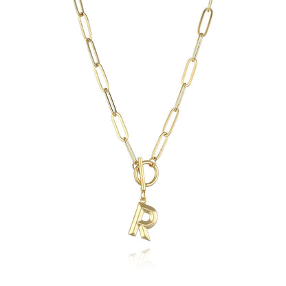 Peris Gems  R / Gold Clasp Initial Letter Necklaces - Paperclip Necklace with Initial Pendant SHEIN Amazon Temu