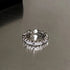 Peris Gems r325b Heart Open Rings for Women Korea Geometric Crystal Moonstone Gothic Finger Ring Y2K Accessories Trendy Aesthetic Jewelry Gift SHEIN Amazon Temu