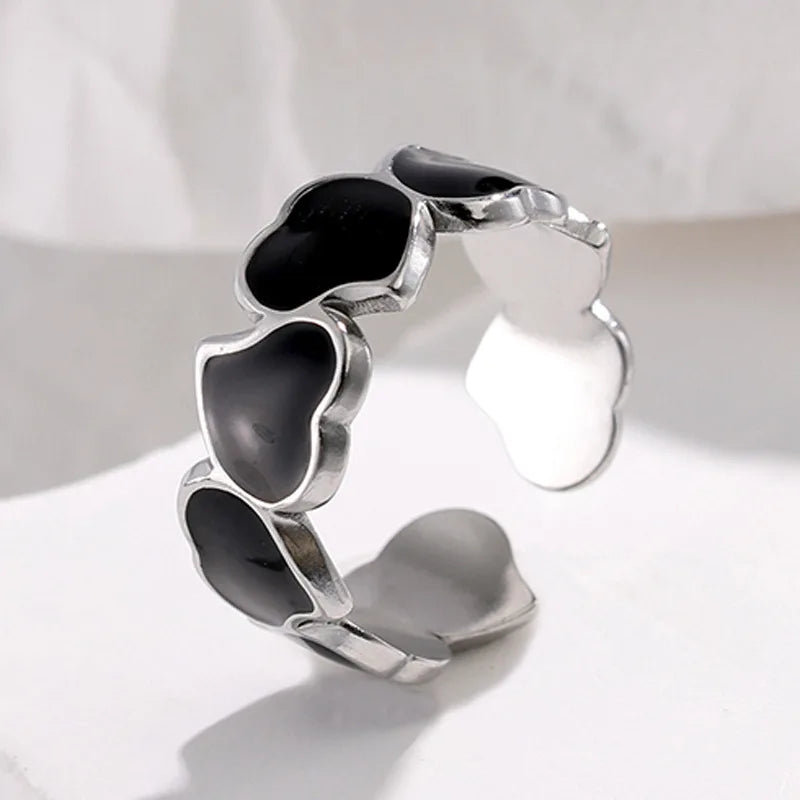 Peris Gems r335hei Y2k Vintage Black Thorns Heart Rings For Women Silver Color Punk Heart Couple Ring Gothic Punk Open Rings Jewelry Wholesale SHEIN Amazon Temu