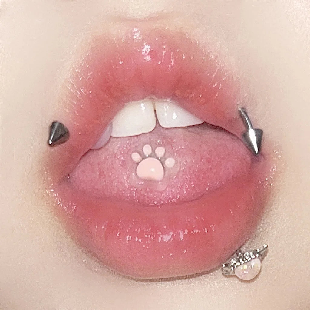 Peris Gems RACHELZ Y2K 16mm Resin Dog Bear Claw Pattern Tongue Rings Stainless Steel Sweet Cool Barbell Tongue Pin Piercing Jewelry Hottie SHEIN Amazon Temu