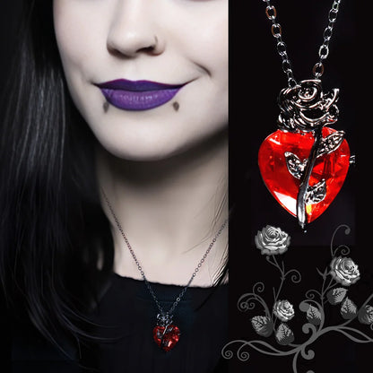 Peris Gems red Gothic Red Rose Love Necklace Women&