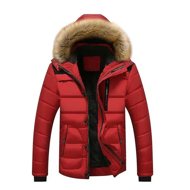 Peris Gems  RED / M Thickened Fur Hood Winter Parka Jackets for Men SHEIN Amazon Temu