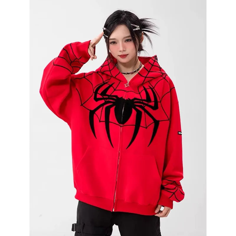 Peris Gems Red / S / CHINA Gothic Embroidery Hoodies Y2k Anime Casual Loose Sweatshirt Clothes Harajuku Oversize Hip Hop Long Sleeve Zipper Tops SHEIN Amazon Temu