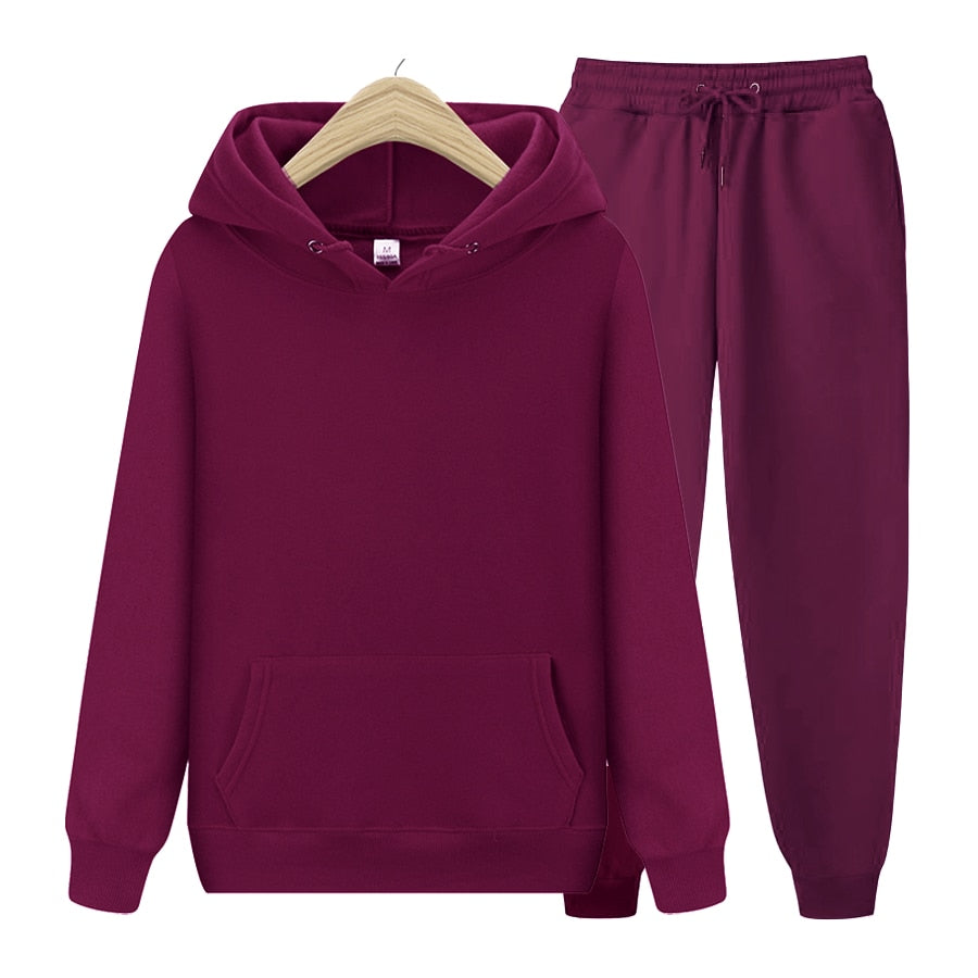 Peris Gems  Red wine / S Casual Autumn Hoodie and Sweatpants Tracksuit Set Unisex SHEIN Amazon Temu