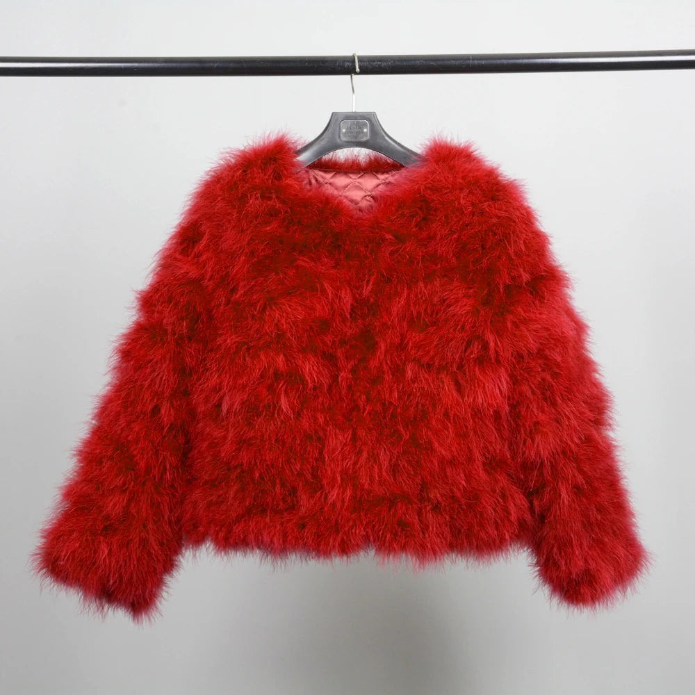 Peris Gems  Red / XS Coat Bust 88cm Thick Fluffy Feather Winter Coat Jackets for Women SHEIN Amazon Temu