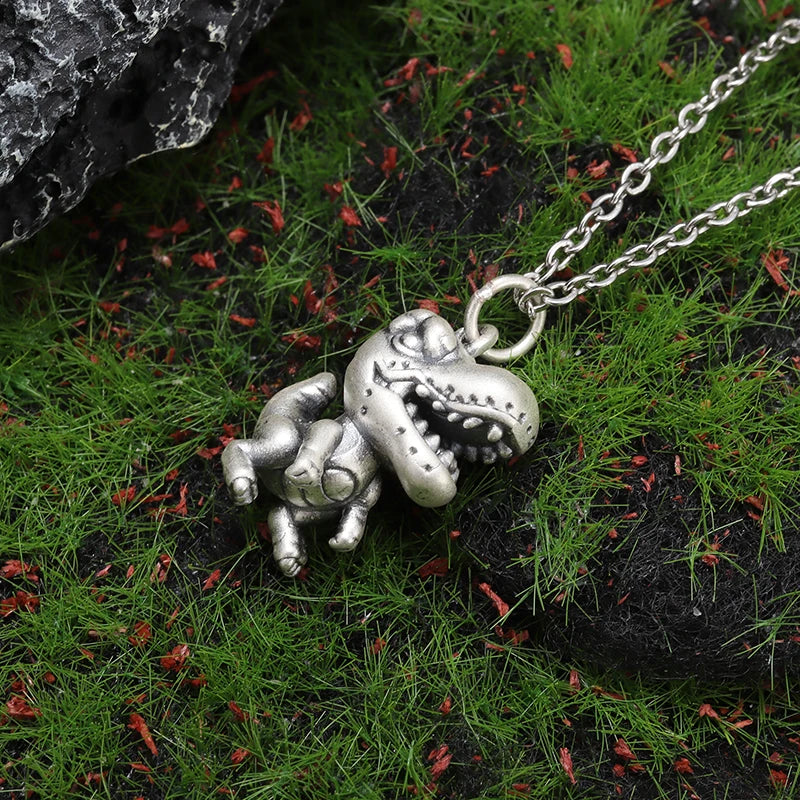 Peris Gems Retro Fashion Hip Hop Cute Anime Little Dinosaur Pendant Necklace Men&