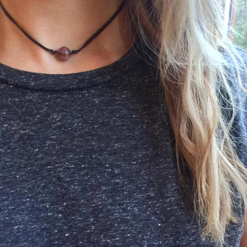 Peris Gems Rhodonite Gemstone Choker, Grunge Choker, Natural Rhodonite Bead Necklace, Adjustable Necklace, Yoga Choker SHEIN Amazon Temu