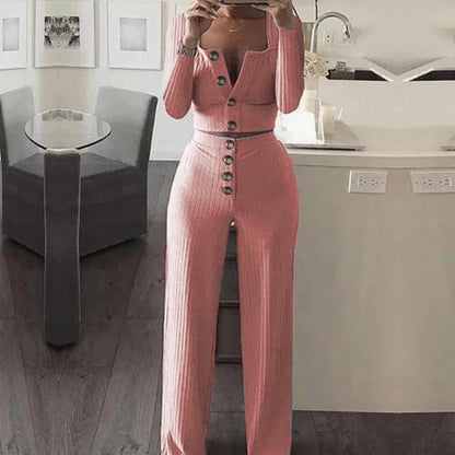 Peris Gems  Ribbed 2pc Crop Top and Pants Set for Women | Casual Outfits SHEIN Amazon Temu