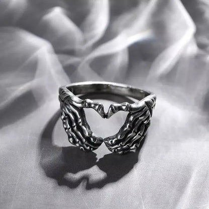 Peris Gems rl008 Y2k Vintage Black Thorns Heart Rings For Women Silver Color Punk Heart Couple Ring Gothic Punk Open Rings Jewelry Wholesale SHEIN Amazon Temu