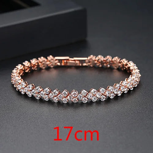 Peris Gems  Rose Gold Color 17cm Luxurious Roman Diamond Wedding Bracelet for Women SHEIN Amazon Temu