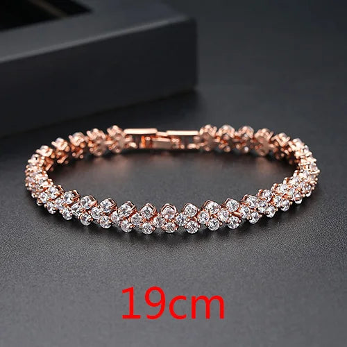 Peris Gems  Rose Gold Color 19cm Luxurious Roman Diamond Wedding Bracelet for Women SHEIN Amazon Temu